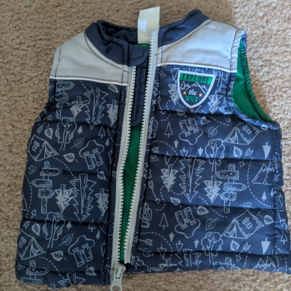 Green and Gray Backpack with Geometric Pattern